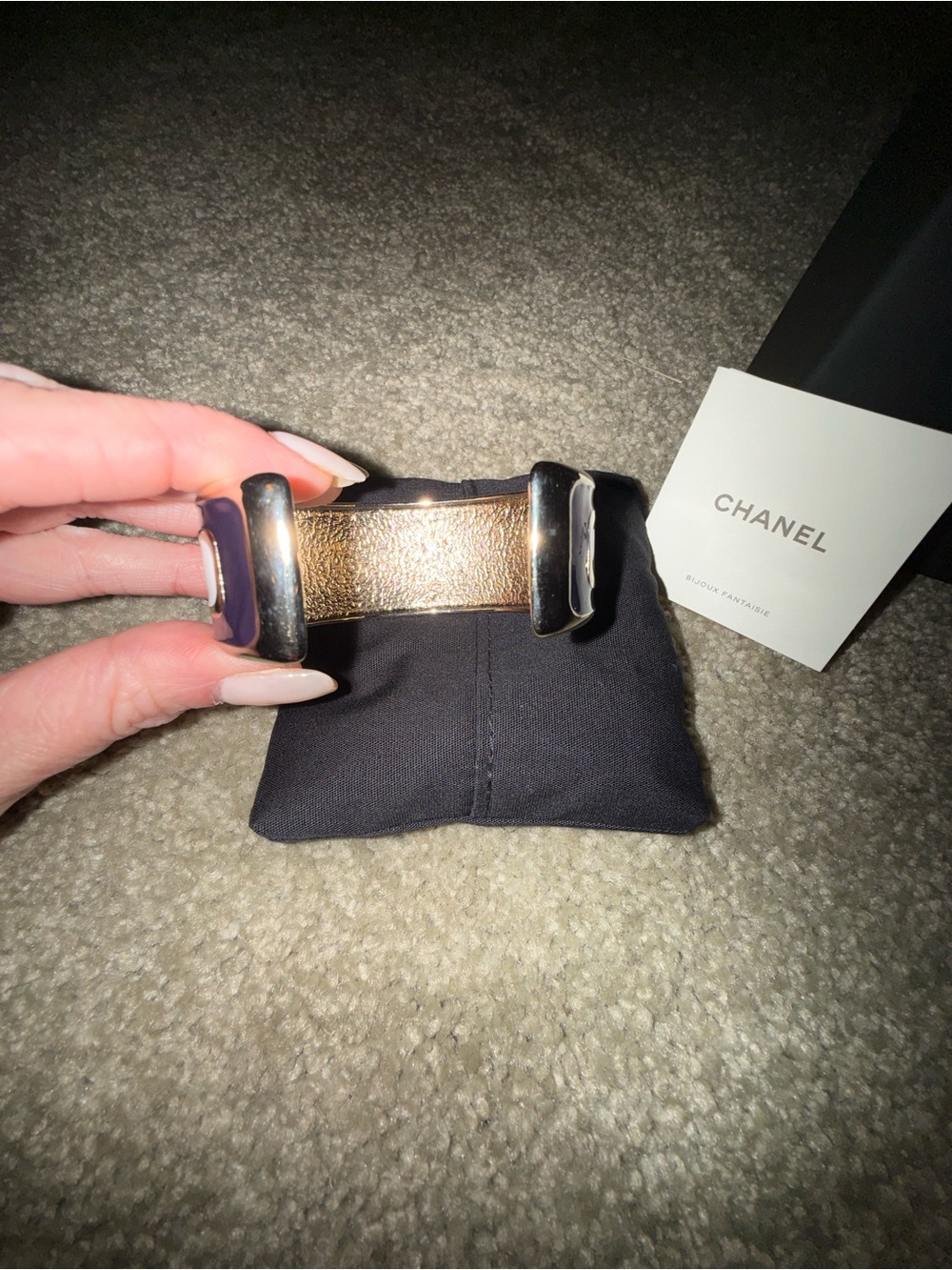 CHANEL AUTHENTIC Black, White & Gold Logo Enamel Cuff Bracelet “NEW” - Picture 8 of 9